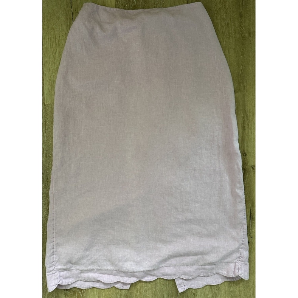 A&F Collection Lilac 100%‎ Linen Maxi Skirt Medium Pull On Coastal Cottage